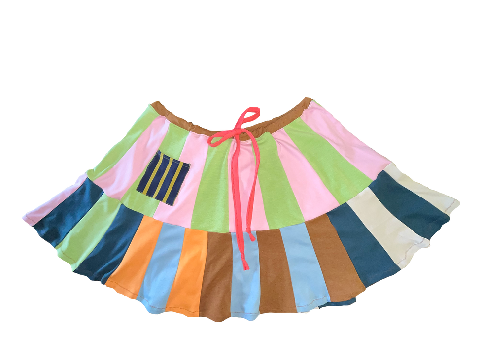 drawstring patchwork skirt - M-3XL