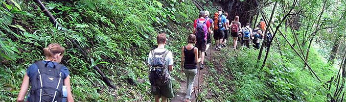 trekking to Kuang Si Waterfall