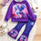 Pikkukuva: 2pcs Purple Unicorn Print Long Sleeve Hoodie + High Elastic 3-Print Denim Effec