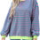 Pikkukuva: Nfsion Womens Casual Striped Oversized Sweatshirts Long Sleeve Crewneck Hoodies