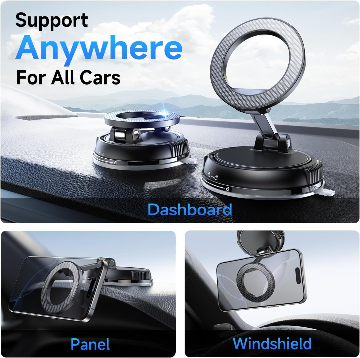 Car Phone Holder for Magsafe [78+LBS Strongest Suction & 2400gf Strongest Magne
