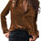 Pikkukuva: Women's Vintage Velvet Top Winter Fall Casual Long Sleeve Button Down Shirts Bl