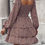 Pikkukuva: BTFBM Women Square Neck Smocked Dresses 2024 Summer Fall Long Sleeve Floral Swi