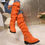 Thumbnail: Trendy Solid Color Boots - Knee-High, Buckle Belt, Pull On, Chunky Heel, High K