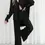 Pikkukuva: 2024 Women Pleated 2 Piece Sets Long Sleeve Blouse Tops And Split Wide Leg Pant