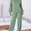 Pikkukuva: ZESICA Womens 2024 Fall Pajama sets Long Sleeve Tops Wide Leg Long Pants 2 Piec