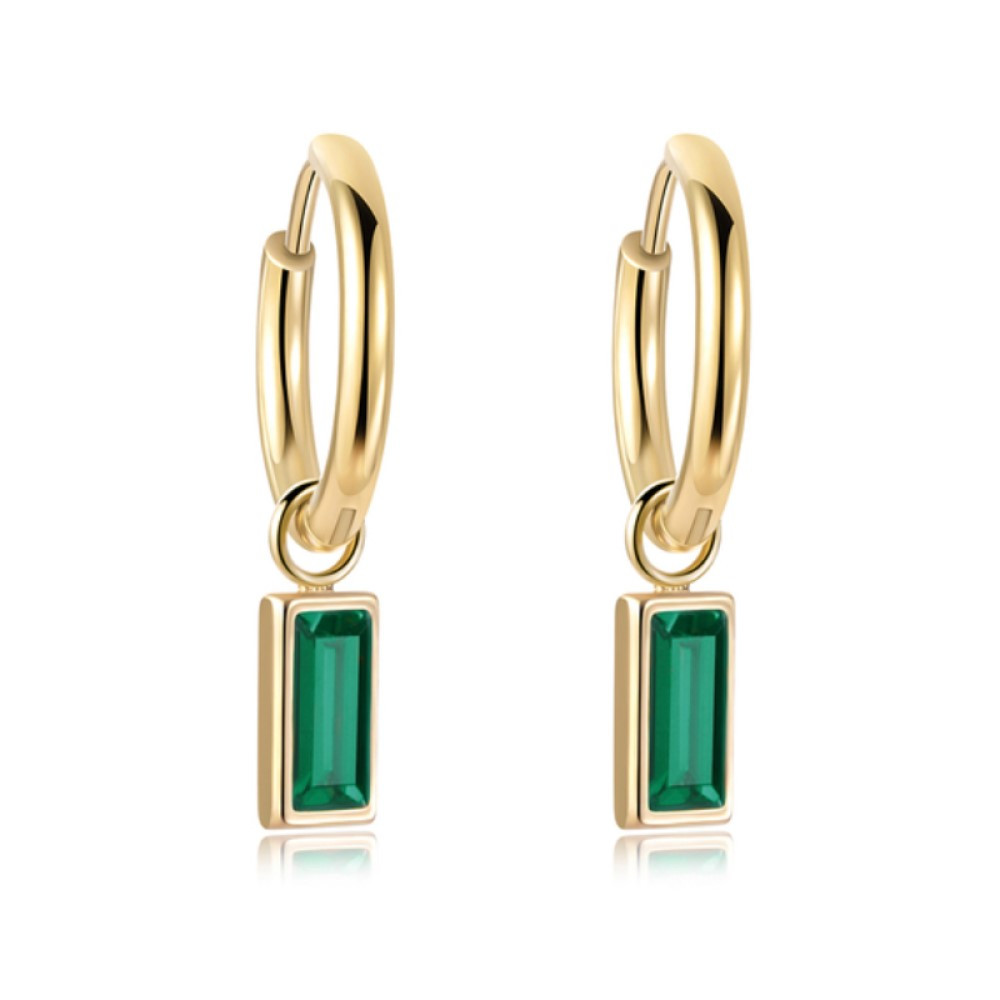 Baguette Crystal Earrings - Green