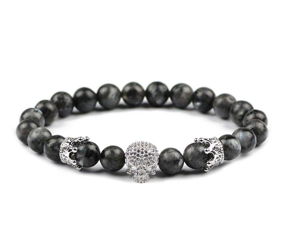 Skull & Crown Crystal Beaded Bracelet