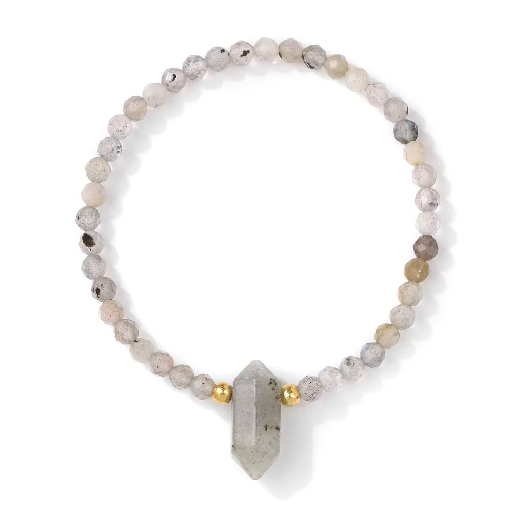 Obelisk Bead Bracelet - Grey Quartz
