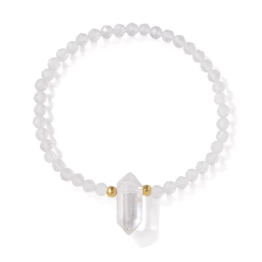Obelisk Bead Bracelet - Clear Quartz