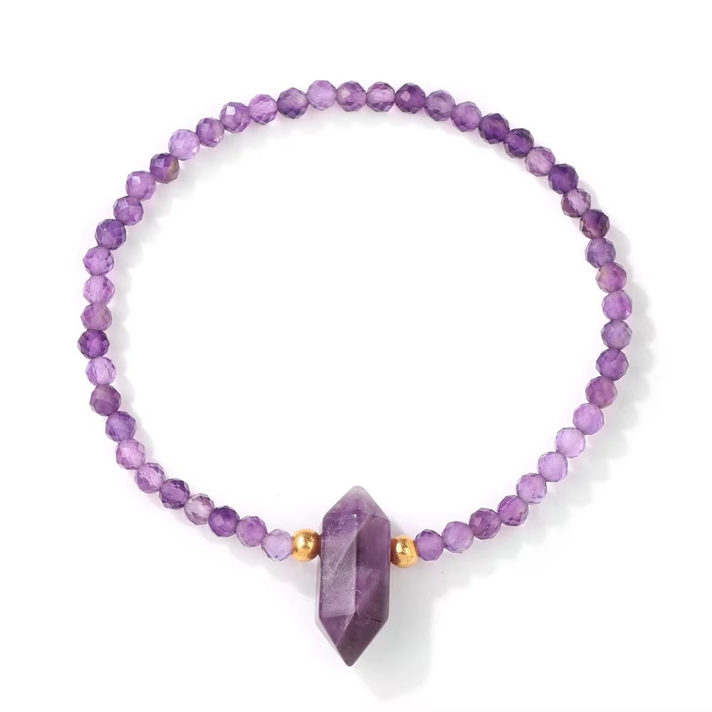 Obelisk Bead Bracelet - Amethyst