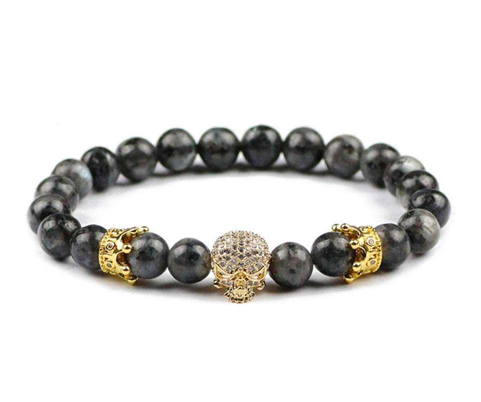 Skull & Crown Crystal Beaded Bracelet