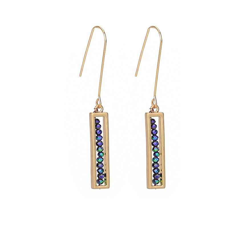 Rectangle Beaded Drop Earrings