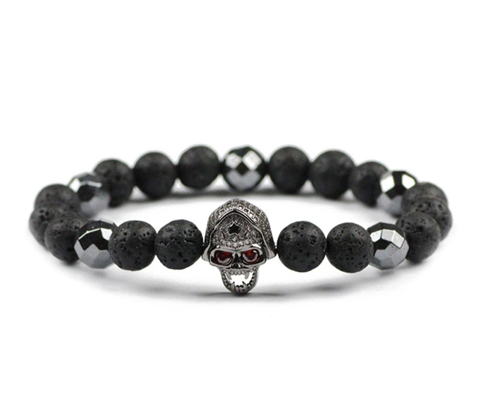 Ornate Crystal Skull Beaded Bracelet