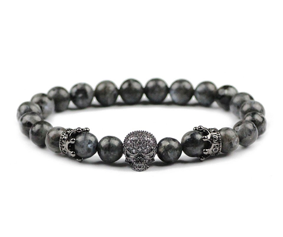 Skull & Crown Crystal Beaded Bracelet