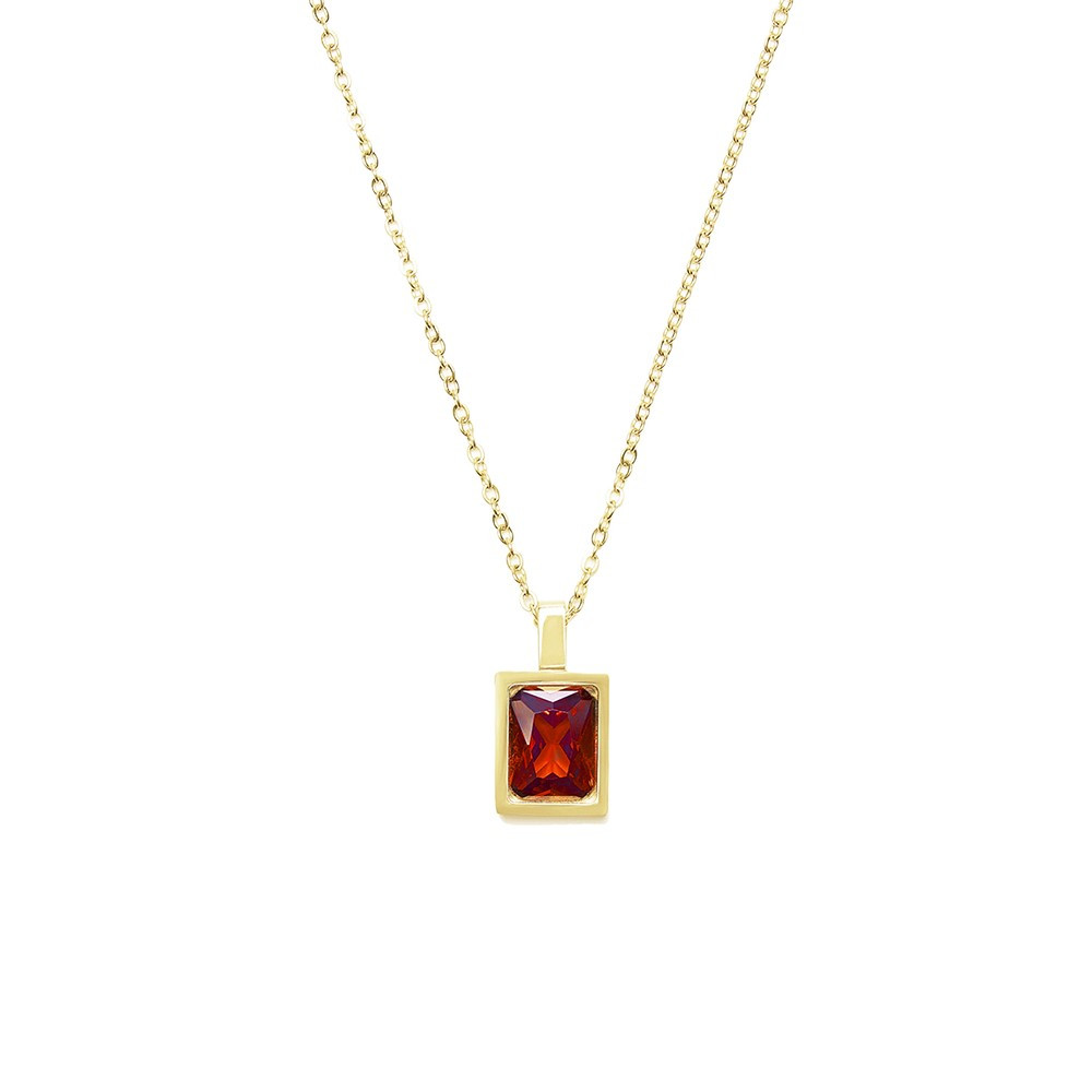 Baguette Crystal Necklace - Red