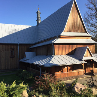 The Wooden Gothic Church of St. Nicholas in Brzeziny, Podkarpackie Voivodeship, Poland, was construc