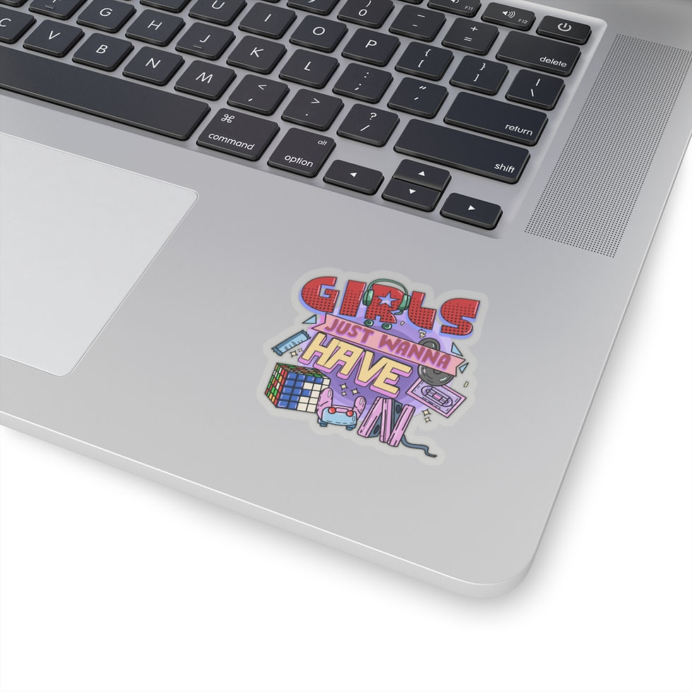 Thumbnail: Girls Just Wanna Have Fun Sticker - Colorful Kiss-Cut Design for Her P.E. Vibes