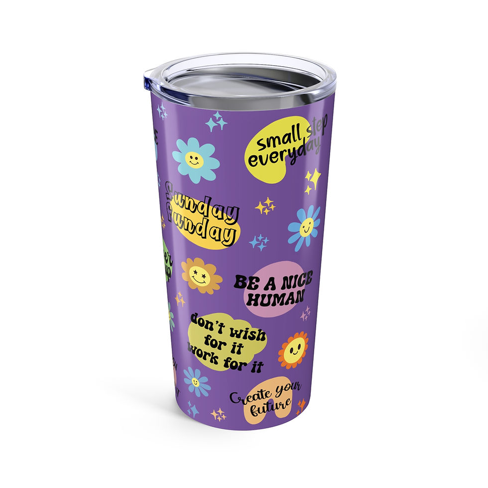 Thumbnail: Positive Energy Retro Floral Travel Tumbler 20oz - Today I Choose Joy - Purple