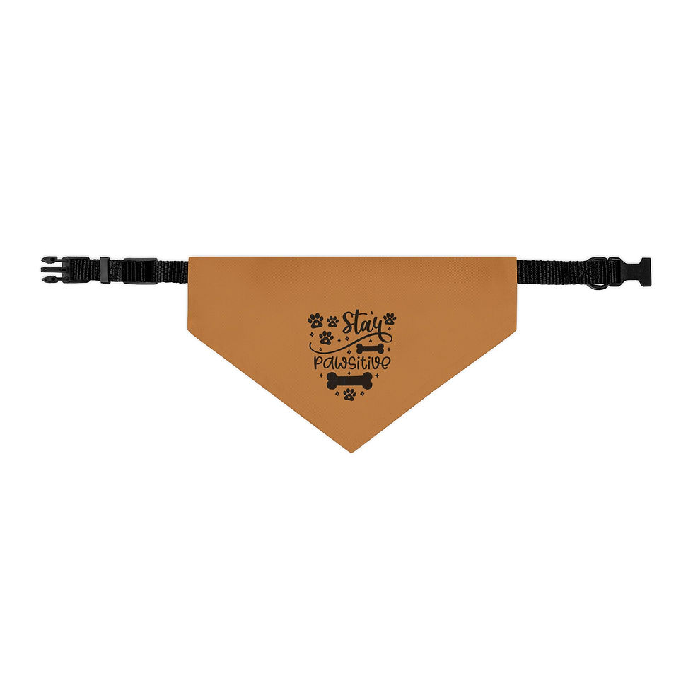 Thumbnail: Stay Positive Brown Pet Bandana Collar - Dog Good Vibes for Happy Pets