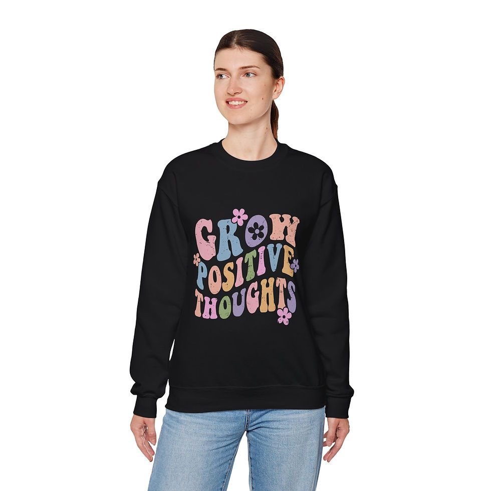 Thumbnail: Grow Positive Thoughts Crewneck Sweatshirt - Women's Heavy Blend™ Good Vibes