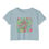 Thumbnail: Women's Floral Turtle Design Soft Cotton Crop Top - Boho Chic Summer Vibes