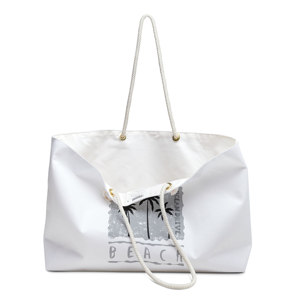 Thumbnail: Miami Beach Weekender Bag - Stylish White Summer Tote for Travel & Beach