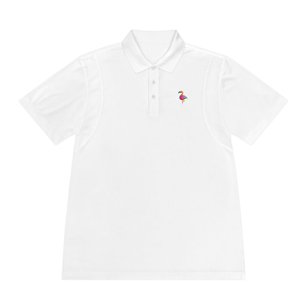 Thumbnail: Stylish Men's Sport Polo Shirt - Fun Flamingo Embroidery for Casual Good Vibes
