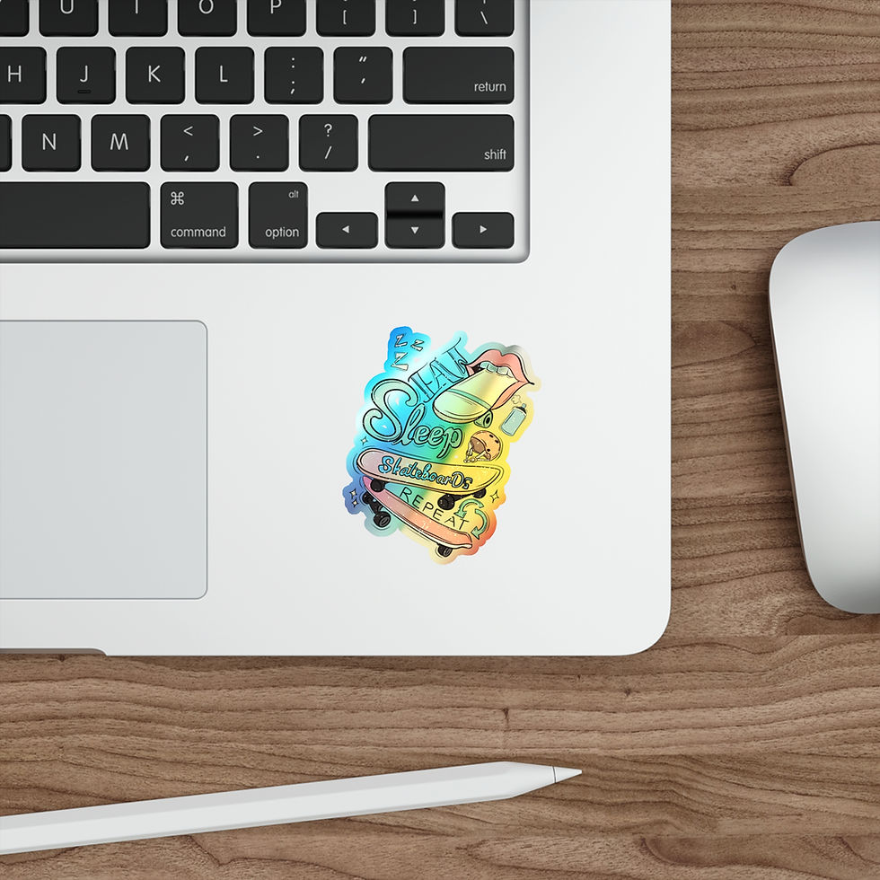 Thumbnail: Holographic Skateboard Stickers - Eat Sleep Skateboard Repeat Positive Energy