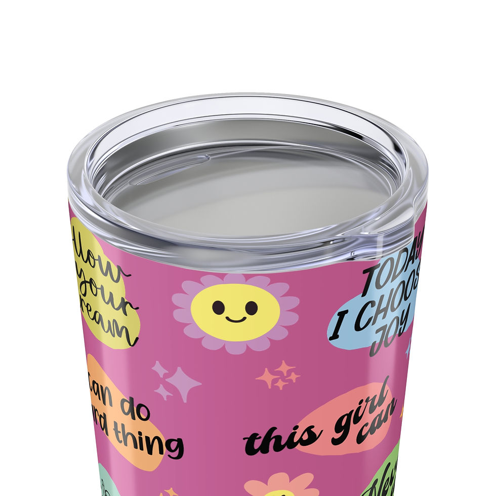 Thumbnail: Positive Energy Retro Floral Travel Tumbler 20oz - Today I Choose Joy - Pink