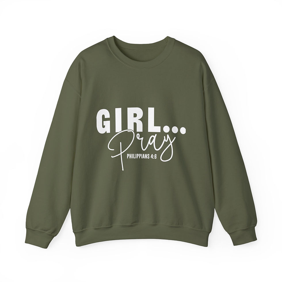 Thumbnail: Women's  Heavy Blend™ Inspirational Crewneck Sweatshirt - 'Girl... Pray' Vibes
