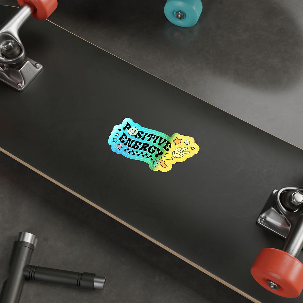 Thumbnail: Holographic Die-Cut Stickers - Positive Energy Vibe for Skaters & Trendsetters