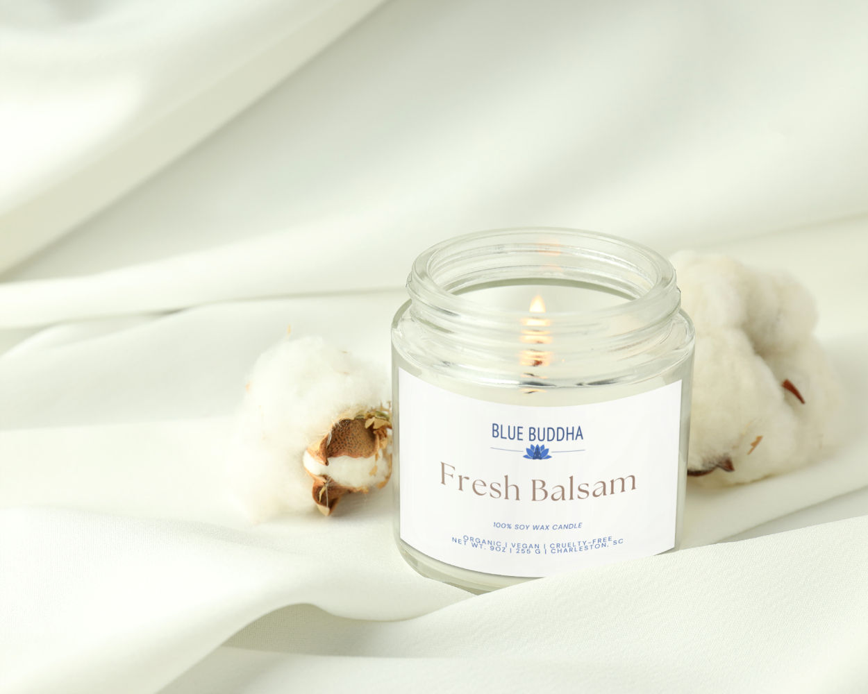 Fresh Balsam Scented Soy Vegan Candle - Cozy Home Decor Spa Energy Vibes
