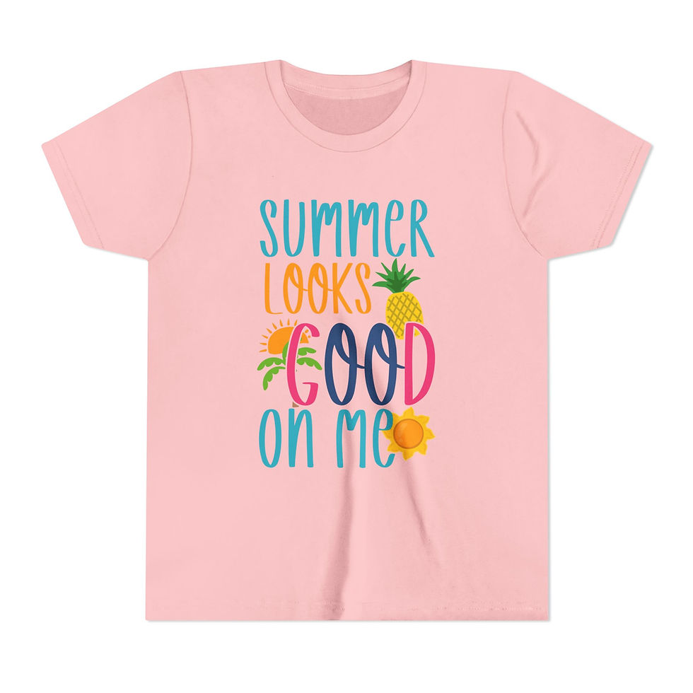 Thumbnail: Girls Summer Vibes Tropical Graphic Shirt - Positive Fun