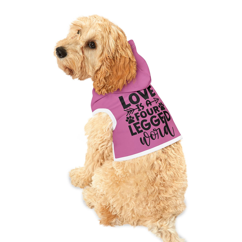 Thumbnail: Love Is a Four Legged Word Pink Pet Hoodie - Cozy Hoodie for Pet Lovers