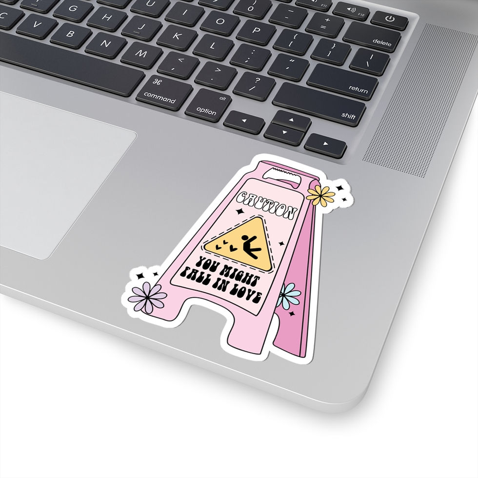 Thumbnail: Caution Love Kiss-Cut Stickers - Playful Decor for Romantic Soul