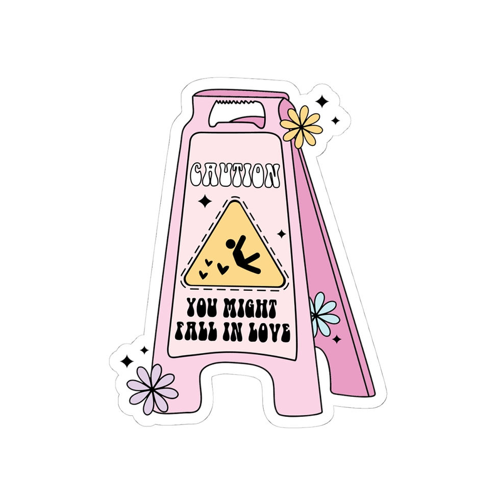 Thumbnail: Caution Love Kiss-Cut Stickers - Playful Decor for Romantic Soul