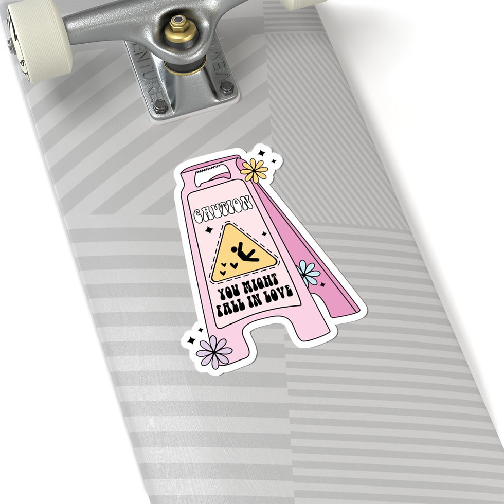 Thumbnail: Caution Love Kiss-Cut Stickers - Playful Decor for Romantic Soul