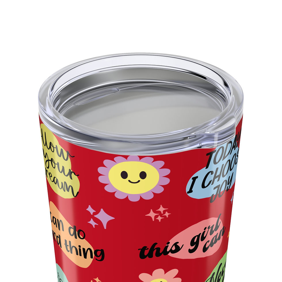 Thumbnail: Positive Energy Retro Floral Travel Tumbler 20oz - Today I Choose Joy - Red