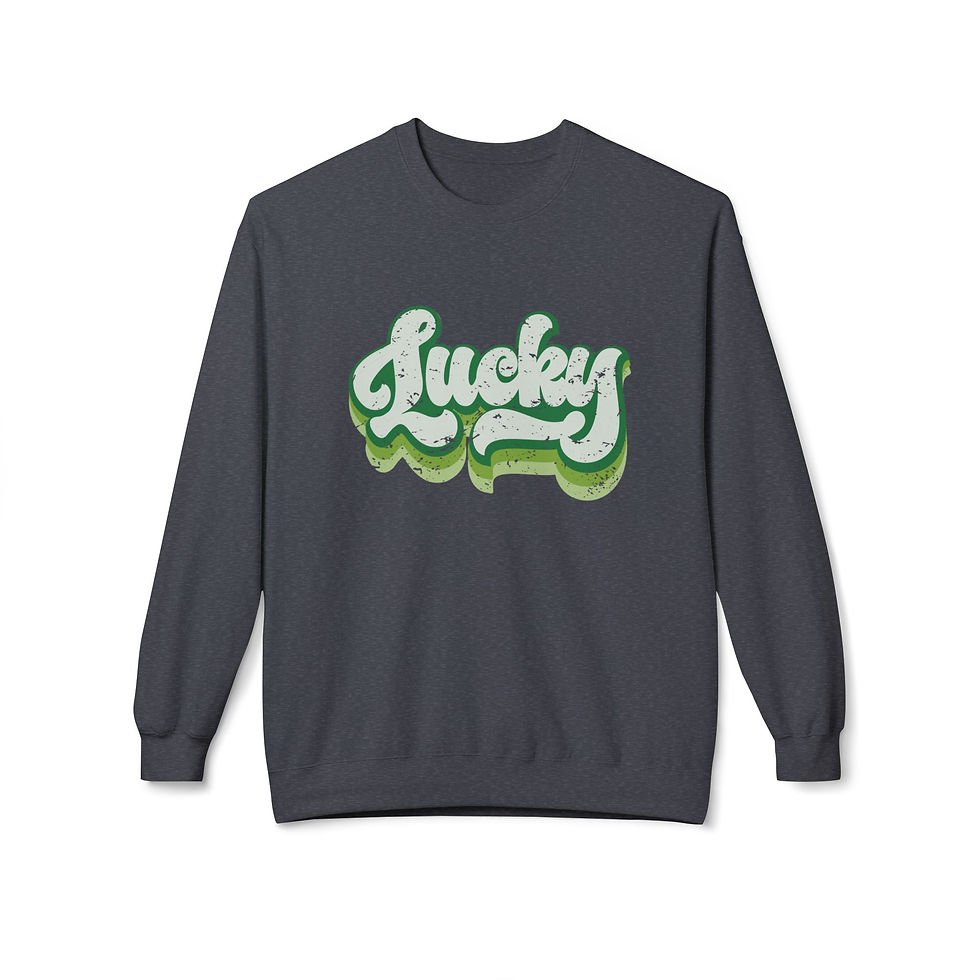 Thumbnail: Women's Lucky Positive Energy Vibe Fleece Crewneck Sweatshirt - Softstyle Fun