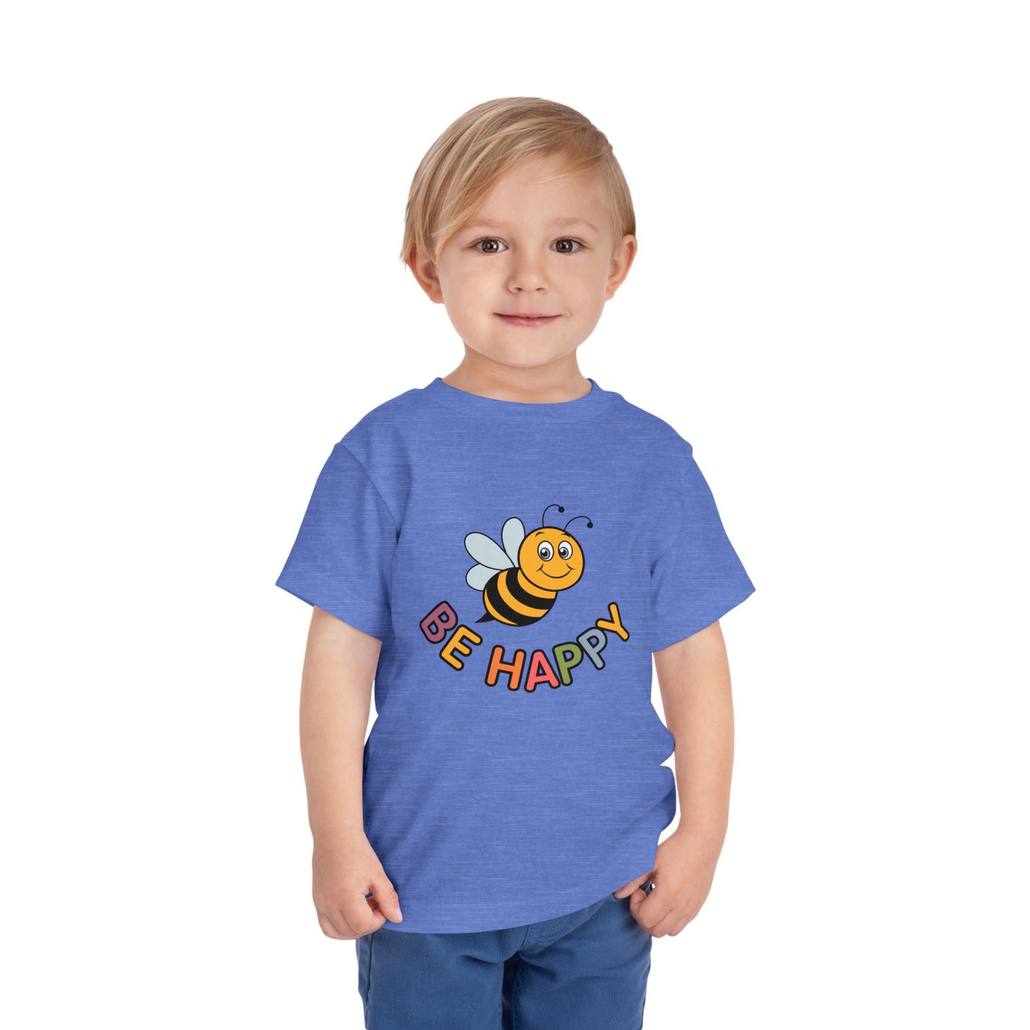 Happy Bee Toddler Tee - Cute Motivational T-shirt for Kids Summer Wear
