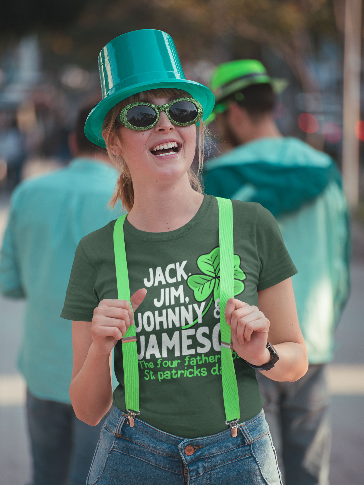 St. Patrick's Day Women's T-shirt - Jack, Jim, Johnny & Jameson Design Fun Vibes