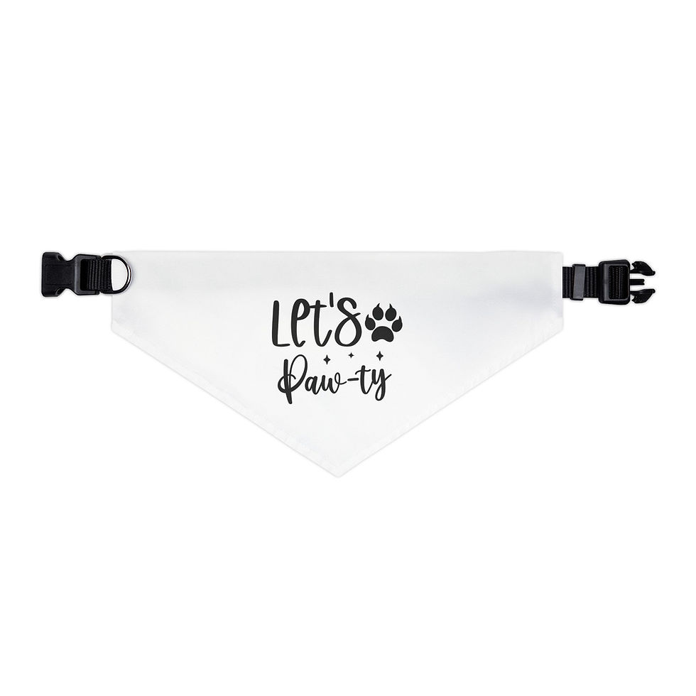 Thumbnail: Cute Dog White Bandana Collar - Let's Paw-ty - Perfect for Pets Fun Vibes