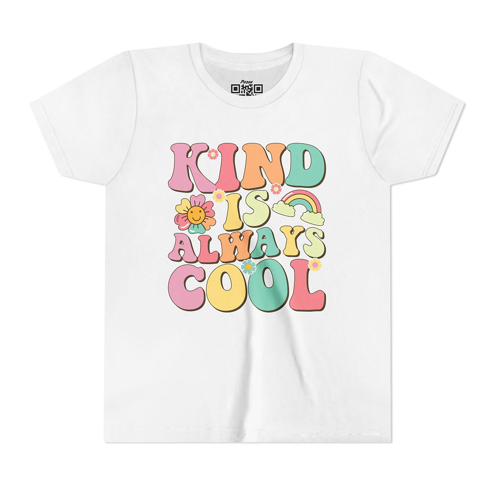 Thumbnail: Kind is Always Cool Youth Short Sleeve Tee | Positive Vibes T-Shirt for Kids