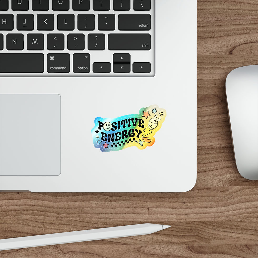 Thumbnail: Holographic Die-Cut Stickers - Positive Energy Vibe for Skaters & Trendsetters