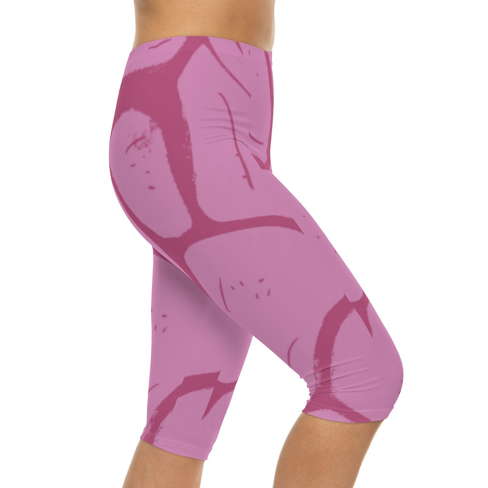 Thumbnail: Cozy Pink Artistic Capri Leggings | Women's Stylish Positive Energy Activewear