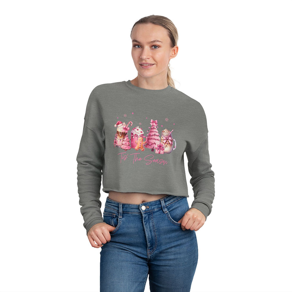 Thumbnail: Festive Cropped Sweatshirt for Women - 'Tis The Season Design