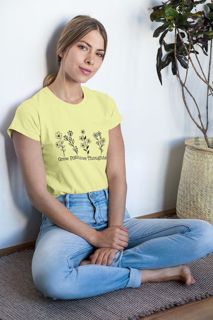 Sexy blond woman in a cute Stay Wild print t-shirt