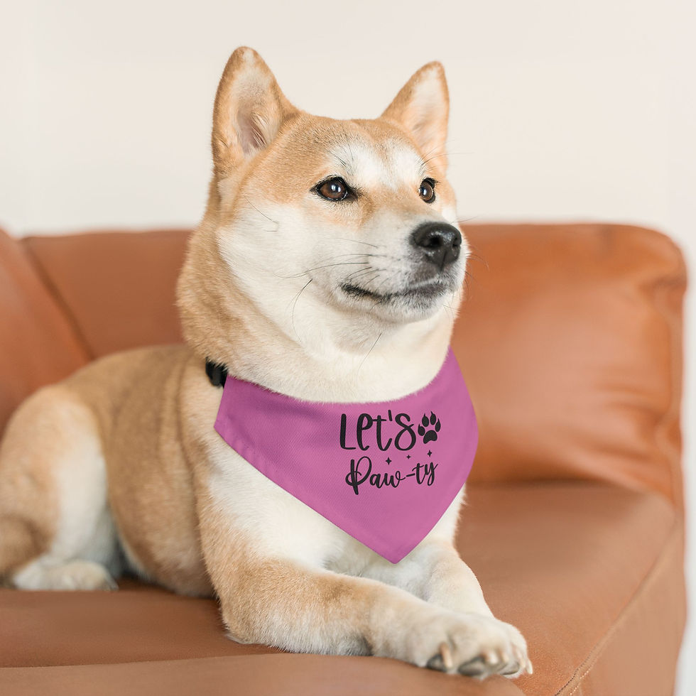 Thumbnail: Cute Dog Purple Bandana Collar - Let's Paw-ty - Perfect for Pets Fun Vibes