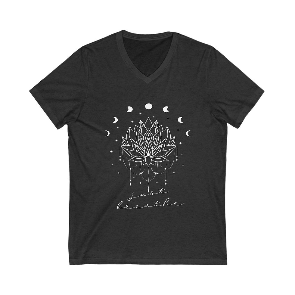 Thumbnail: Just Breathe V-Neck Tee - Positive Women Yoga & Mindfulness Shirt